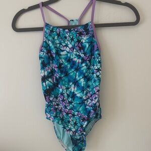 Speedo Kids One Piece - Teal and Lavender